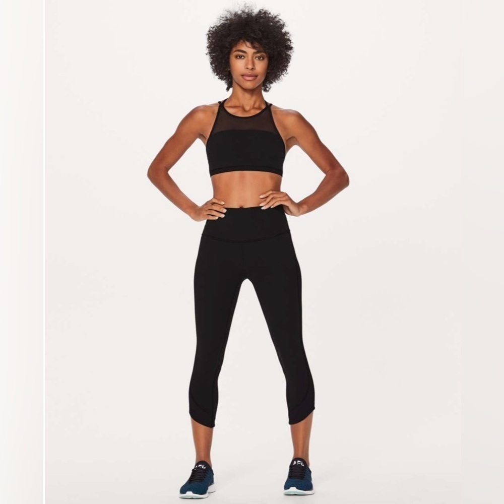Lululemon Ready Set Go Crop (21") Black High Rise Mesh Insets 4